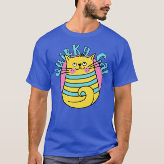 Quirky Cat Blauwe Strepen Kat T-shirt