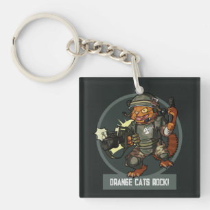 Quirky Cat Marine Oranje Katten Rullen! Sci-fi Kun Sleutelhanger