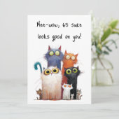 Quirky Cats with Big Eyes 65th Birthday Flat Kaart (Staand voorkant)