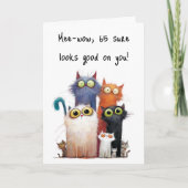 Quirky Cats with Big Eyes 65th Birthday Greeting Kaart (Voorkant)