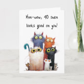 Quirky Cats with Big Eyes 90th Birthday Greeting Kaart (Voorkant)