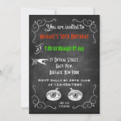 Quirky Chalkboard Birthday Party Invitation Kaart (Achterkant)