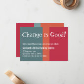 Quirky "Change is Good" Colorful New Address Card Notitiekaartje (Voorkant / Achterkant in situ)