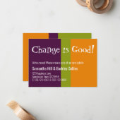 Quirky "Change is Good" Colorful New Address Card Notitiekaartje (Voorkant / Achterkant in situ)