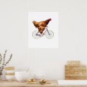 Quirky Chicken Riding Bicycle Poster (Keuken)