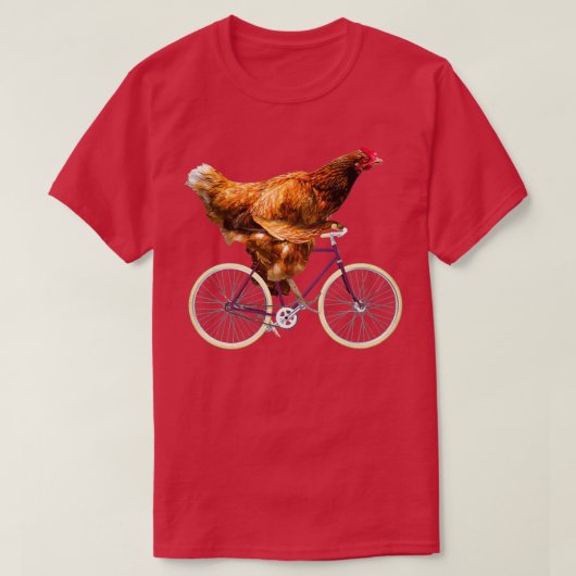 Quirky Chicken Riding Bicycle T-shirt (Design voorkant)