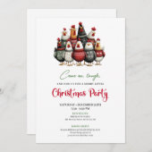 Quirky Chickens Funny Holiday Celebration Invite Kaart (Voorkant / Achterkant)