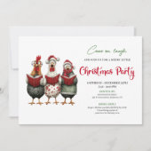 Quirky Chickens Modern Watercolor Holiday Invite Kaart (Voorkant)