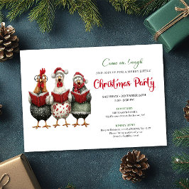 Quirky Chickens Modern Watercolor Holiday Invite Kaart