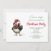Quirky Chickens Red Green Holiday Party Invitation Kaart (Voorkant)