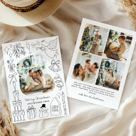 Quirky Christmas 5 Photo Hand drawn Doodle Feestdagenkaart