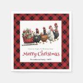 Quirky Christmas chickens napkin custom name edit Servet (Voorkant)