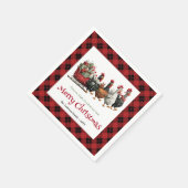 Quirky Christmas chickens napkin custom name edit Servet (Hoek)