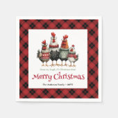 Quirky Christmas chickens napkin set custom name Servet (Voorkant)