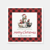 Quirky Christmas chickens napkins personalized set Servet (Voorkant)