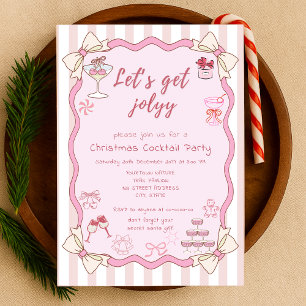Quirky Christmas Cocktail Party Invitation Doodle Kaart