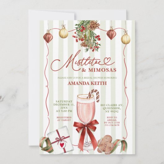 Quirky Christmas Mistletoe and Mimosas  Kaart (Voorkant)