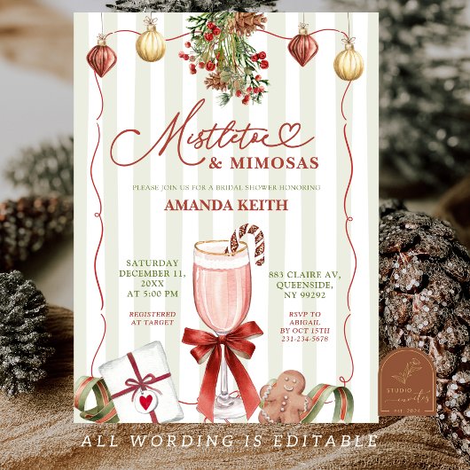 Quirky Christmas Mistletoe and Mimosas  Kaart