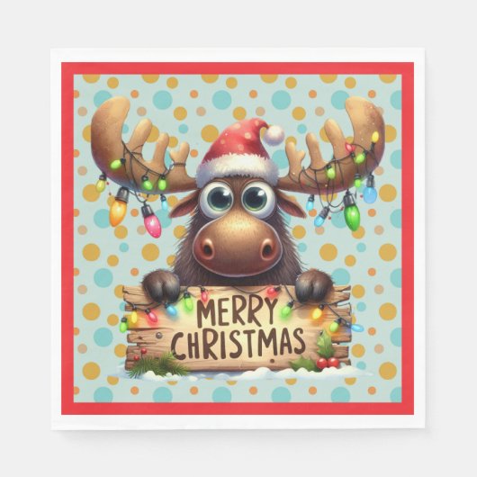 Quirky Christmas Moose Servet (Voorkant)