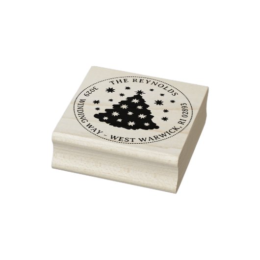 Quirky Christmas Tree Holiday Name Address Rubberstempel (Stempel)