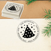 Quirky Christmas Tree Holiday Name Address Rubberstempel