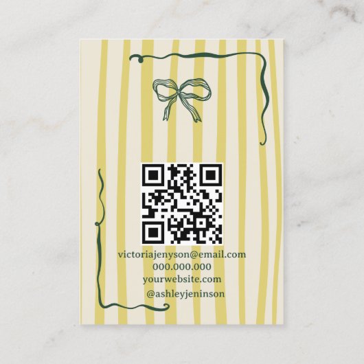 Quirky Citrus Hand-Drawn Bow Jewelry Earring Visitekaartje (Achterkant)