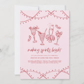 Quirky Cocktail Christmas Party Invitation Kaart (Voorkant)