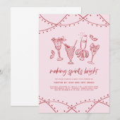 Quirky Cocktail Christmas Party Invitation Kaart (Voorkant / Achterkant)