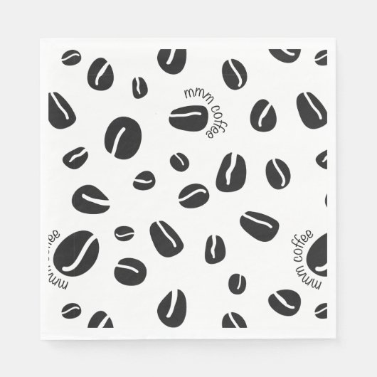 Quirky Coffee Beans "Mmm Coffee" Paper Napkins Servet (Voorkant)
