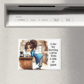 Quirky Coffee Lady kant van de stille magneet (Insitu (Vaatwasser))