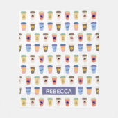 Quirky Coffee Lovers Take-Away Cups Personalized Fleece Deken (Voorkant)