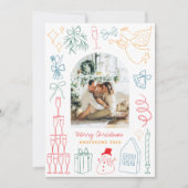 Quirky Colorful Christmas Arch Photo Doodle  Feestdagenkaart (Voorkant)