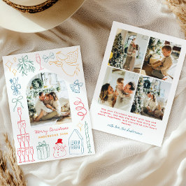Quirky Colorful Christmas Arch Photo Doodle  Feestdagenkaart