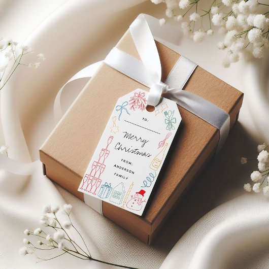 Quirky Colorful Christmas Hand drawn Doodle Cadeaulabel
