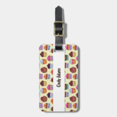 Quirky Colorful Cupcakes Illustratiepatroon Bagagelabel (Voorkant verticaal)