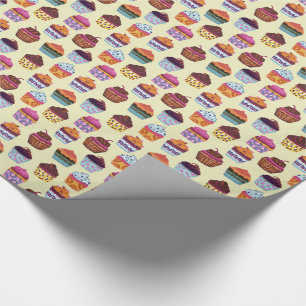 Quirky Colorful Cupcakes Illustratiepatroon Cadeaupapier