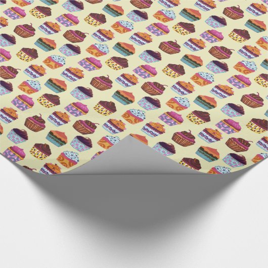 Quirky Colorful Cupcakes Illustratiepatroon Cadeaupapier (Hoek)