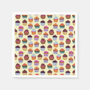 Quirky Colorful Cupcakes Illustratiepatroon Servetten