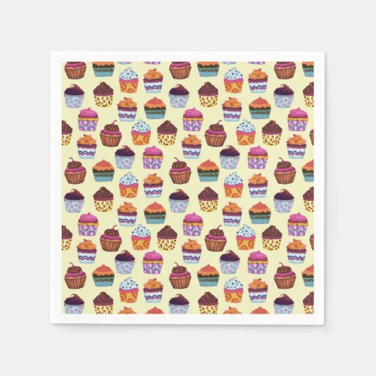 Quirky Colorful Cupcakes Illustratiepatroon Servetten (Voorkant)