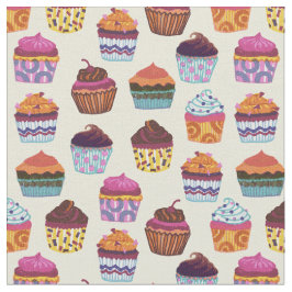 Quirky Colorful Cupcakes Illustratiepatroon Stof
