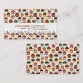 Quirky Colorful Cupcakes Illustratiepatroon Visitekaartje (Voorkant / Achterkant)