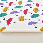 Quirky Colorful Falling Umbrellas Patroon Sherpa Deken (3/4)