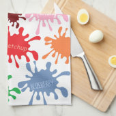 Quirky Colorful Food Stain Splatter Theedoek (Quarter Fold)