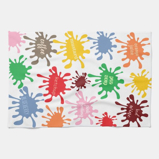 Quirky Colorful Food Stain Splatter Theedoek (Horizontaal)