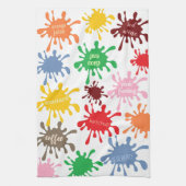 Quirky Colorful Food Stain Splatter Theedoek (Verticaal)