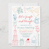 Quirky Colorful Jingle Mingle Cocktail Christmas Kaart (Voorkant)