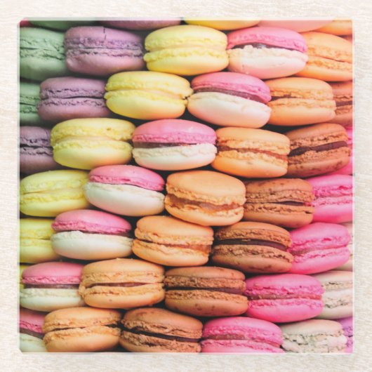 Quirky Colorful Macaroons Glazen Onderzetter (Voorkant)