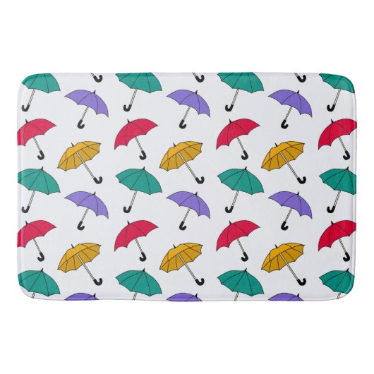 Quirky Colorful Tumbling Umbrellas Pattern Badmat (Voorkant)