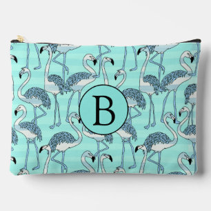 Quirky Cool Striped Blue Flamingo patroon Monogram Etui