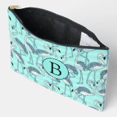 Quirky Cool Striped Blue Flamingo patroon Monogram Etui (Open)